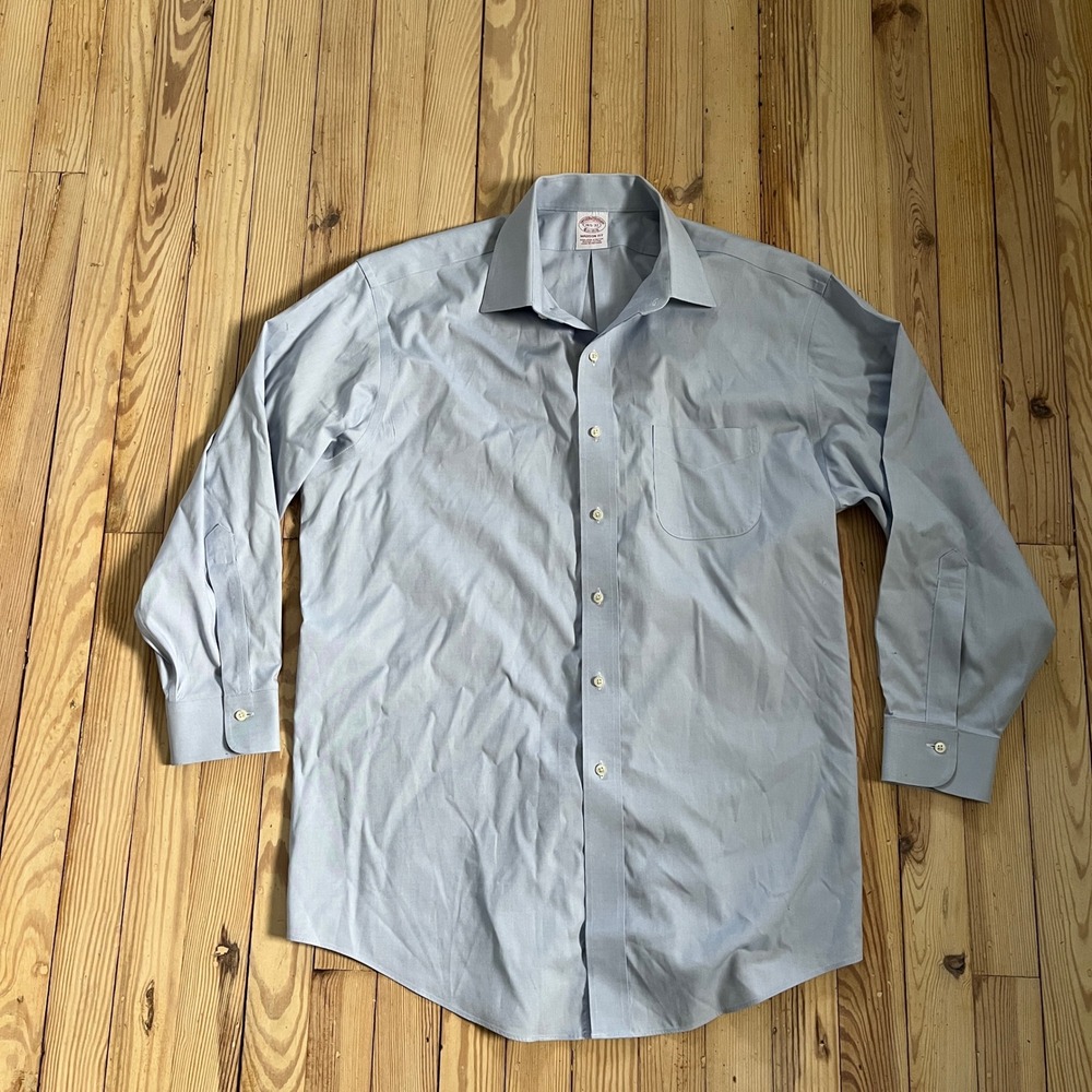 Brooks Brothers Madison Fit Non-Iron Stretch Supima Cotton Dress Shirt Blue 16.5